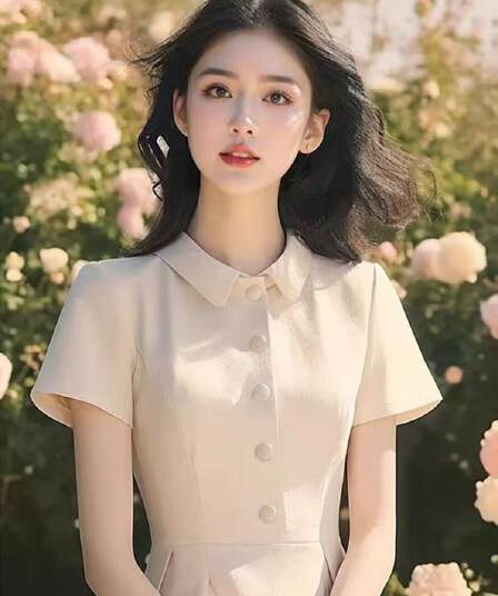 쇼핑몰 인출 2026 여름 고유 한 Chic 허리 수축 슬림해 보이는 프랑스식 고급 센스 베이지 색 롱 코트 여성 드레스