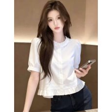 批发超火减龄亚麻白衬衫衬衣女款2026新款<b class='q'>夏</b>季独特漂亮小衫设计感上衣