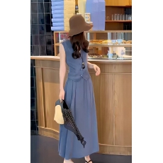 批发无袖马甲套装女款2026<b class='q'>新款</b>夏季气质高级感小香风蓝色<b class='q'>半身裙</b>两件套