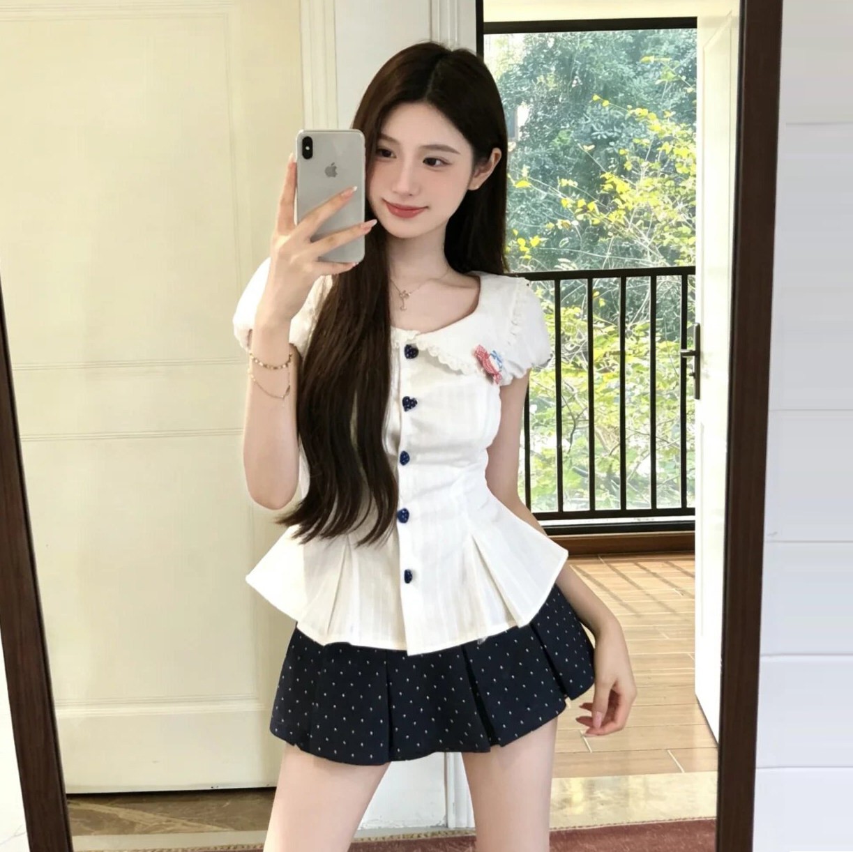 빅 사이즈 지방 mm 프랑스식 달콤한 스타일 레이스 베이비 칼라 작은 셔츠 맨위 여성 여름 2026 고유 한 슈퍼 잘 생긴 셔츠