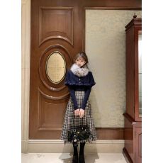 批发初梦POKEMENG11/02  冬日格调 35羊毛日系高腰系带格纹半身<b class='q'>裙</b><b class='q'>伞</b><b class='q'>裙</b>