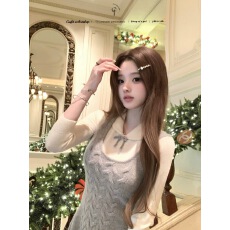 批发迟<b class='q'>伞</b><b class='q'>伞</b>26/ss 雪夜游记 首尔私服～灰色麻花针织背心<b class='q'>裙</b>