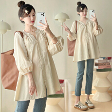 批发宽松休闲衬衫纯色孕妇上衣