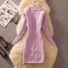 批发韩国气质麻花纹配大衣的OL针织毛衣<b class='q'>连衣裙</b>女秋冬小个子内搭打底裙