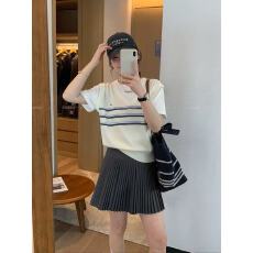 批发条纹短袖圆领<b class='q'>假两件</b><b class='q'>针织衫</b>女2026春季新款设计感上衣