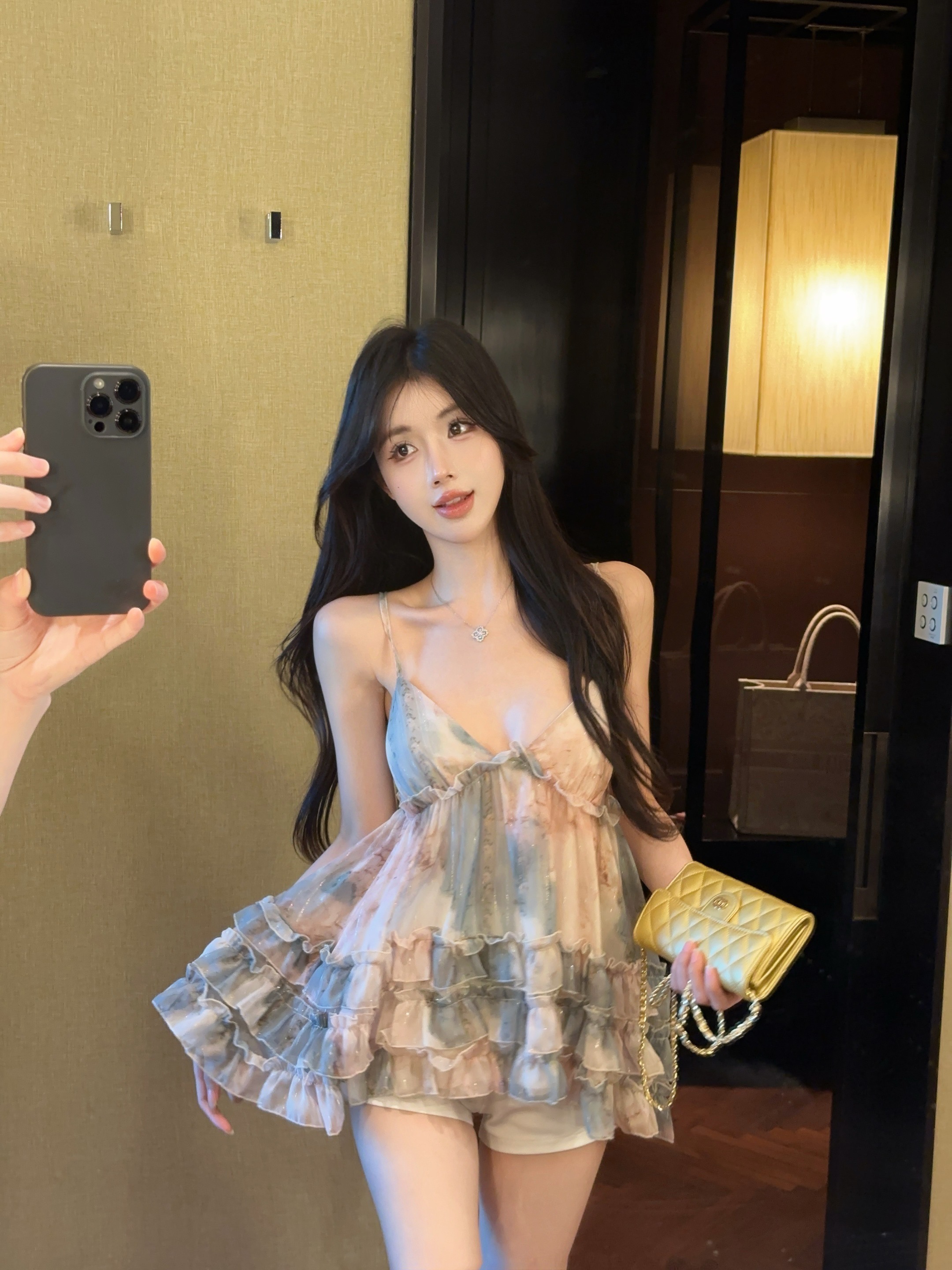 실사 프랑스식 레트로 꽃무늬 캐미솔 맨위