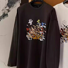 批发韩国东大门秋季新款宽松显瘦百搭圆领印花垫肩长袖<b class='q'>T</b><b class='q'>恤</b>上衣女