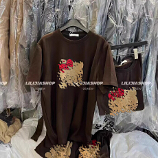 批发韩国东大门秋季新款时髦洋气卡通k印花短袖<b class='q'>T</b><b class='q'>恤</b>女宽松百搭上衣