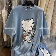 批发十三行2025秋季新款卡通印花短袖<b class='q'>T</b><b class='q'>恤</b>女宽松显瘦打底衫上衣