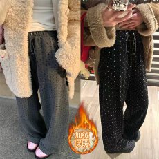 批发孕妇裤子秋冬外穿春秋款波点阔腿裤2025新款秋冬装不勒肚子阔腿裤