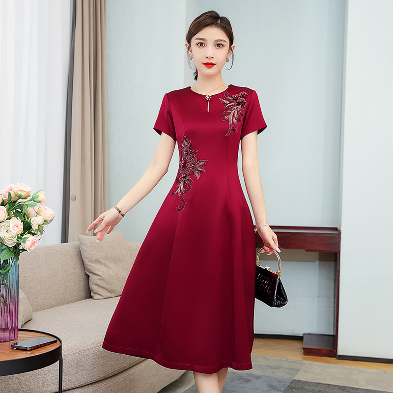 MY70165# 准婆婆参加婚礼结婚妈妈礼服高贵洋气丈母娘婚宴服气质洋气连...