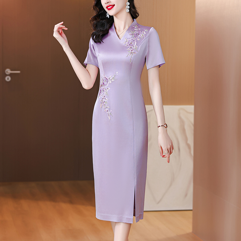MY70159# 年轻婚礼妈妈礼服平时可穿高端醋酸喜婆婆婚宴装高贵结婚衣服...