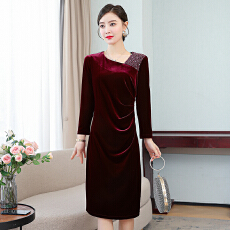 批发金丝绒<b class='q'>连衣裙</b>女秋季2025新款妈妈宴会礼服修身旗袍收腰丝绒<b class='q'>包臀</b>裙