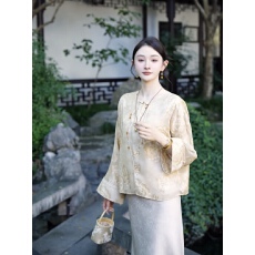 批发新中式气质国风盘扣衬衫外套女装2025秋<b class='q'>冬</b>新款超好看休闲温婉上衣