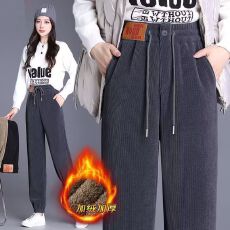 批发2025加绒加厚裤子女2025秋冬新款<b class='q'>哈伦裤</b>宽松<b class='q'>大码</b>束脚显瘦休闲裤