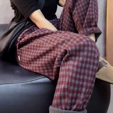 批发格子休闲裤子<b class='q'>女</b>2025新款秋冬季加绒小个子高级感超好看的裤子