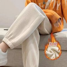 批发<b class='q'>运动</b>裤女裤加绒宽松秋冬加绒束脚秋冬2025新款显瘦休闲卫裤哈伦裤