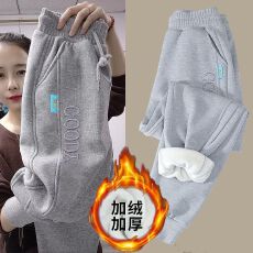 批发新款春秋款/加绒冬款卫裤<b class='q'>女</b>高腰束脚休闲运动<b class='q'>哈伦裤</b>宽松百搭显瘦