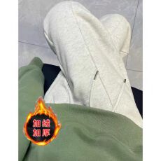 批发灰色加绒卫裤<b class='q'>女</b>秋冬直筒宽松运动裤显瘦束脚小个子九分加厚<b class='q'>哈伦裤</b>