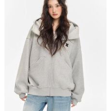 批发美式入冬慵懒风宽松高领帽卫衣INS复古超火<b class='q'>韩版</b>拉链开衫卫衣外套