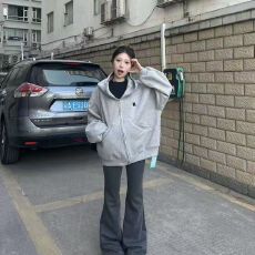 批发美式入冬慵懒风宽松高领帽卫衣INS复古超火<b class='q'>韩版</b>拉链开衫卫衣外套