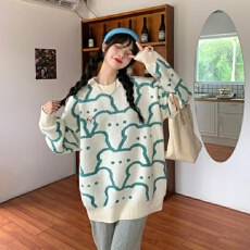 批发原版质量绵<b class='q'>羊绒</b>秋冬款洋气小熊毛衣宽松套头针织衫上衣