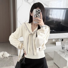 批发海军领针织衫女2025秋冬新款韩系学院风减龄短款收腰修身长袖毛衣