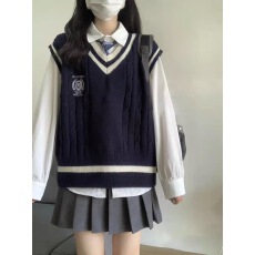 批发秋冬新款叠穿外搭2025早秋V领针织背心学院风毛衣马甲女