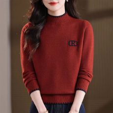 批发针织打底衫女秋冬新款洋气宽松羊毛衫半高领中年<b class='q'>妈妈</b>毛衣厚