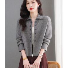 批发翻领羊毛衫女秋冬慵懒风韩版针织上衣<b class='q'>妈妈</b>装条纹毛衣打底衫