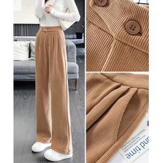 批发280克原版欧棉绒复合真超500克春秋季雪尼尔<b class='q'>阔腿裤</b>灯芯绒休闲裤