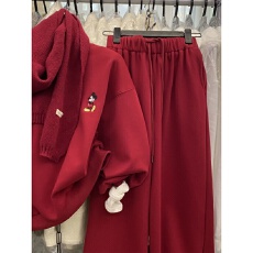 批发2026<b class='q'>休闲</b>慵懒风刺绣卫衣<b class='q'>套装</b>女高腰显瘦阔腿裤加绒两件套配围巾