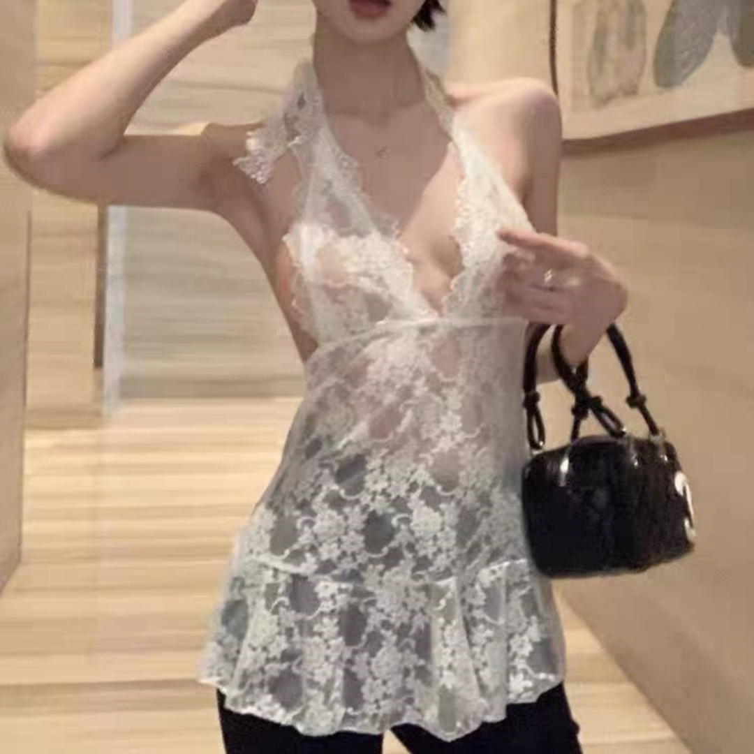 화이트 순수한 색 욕망 홀로우 아웃 레이스 행침 목 조끼 슬립 여성 봄 여름 인사이드 가져 가라. 만나는 민소매 맨위