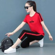 批发414#套装运动套装女休闲服两件套2025夏季新款胖妹妹大码<b class='q'>妈妈装</b>