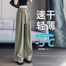 批发美式速干<b class='q'>裤</b>女夏季薄款冰丝<b class='q'>大码</b>胖mm300斤休闲直筒阔腿<b class='q'>裤</b><b class='q'>高腰</b>显瘦