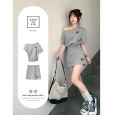 批发灰色<b class='q'>运动</b>套装连衣裙女2026新款超火夏日绝美多巴穿搭小裙子包臀裙