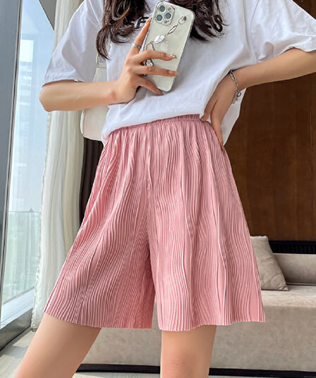 물결무늬 곡물 특별 가격 수 있습니다. 돌아 가기 넓은 다리가 짧다. 바지 여성 여름 하이웨이스트 도루 센스 스트레이트 캐주얼 바지