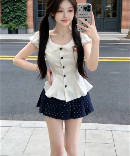 바다 소금 우유 표지 여름 디자인 센스 순수한 욕망 핫걸 바람 반팔 셔츠 달콤함 맨위