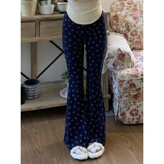 批发黑色松紧腰针织休闲裤<b class='q'>女</b>新款慵懒风夏季薄款条纹阔腿微喇叭<b class='q'>裤</b>