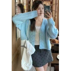 批发韩版秋冬新款女装慵懒感简约<b class='q'>百搭</b>宽松软糯毛衣开衫<b class='q'>外套</b>女上衣