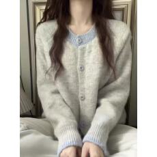 批发巨好看撞色长袖针织开衫<b class='q'>外套</b><b class='q'>女</b>2026<b class='q'>新款</b>韩系氛围感早秋穿搭毛衣