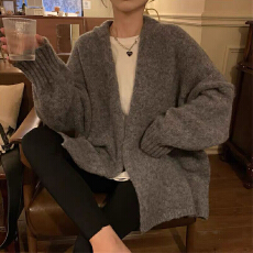 批发日系复古慵懒风宽松毛衣开衫外套女加厚秋冬季2026新款设计感小众