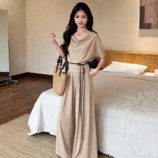 批发高级感气质套装女<b class='q'>夏</b>不规则罩衫上衣高腰阔腿裤套装气质休闲<b class='q'>夏</b>季