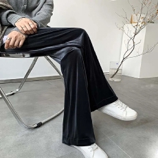 批发高端金丝绒阔腿裤女宽松春秋新款裤子显瘦高腰垂感直筒休闲拖地