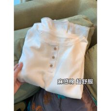 批发无D推荐!舒适透气麻感棉宽松垂感毛边百搭内搭T恤女早春打底上衣