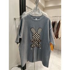 批发【原版工艺280克德绒】磨毛加厚T恤女中长款宽松欧货立体洋气短袖