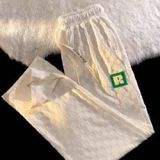 批发美式复古华夫格运动卫裤子女<b class='q'>春</b>夏宽松ins高腰直筒休闲束脚裤