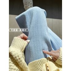 批发蓝色雪尼尔阔腿裤<b class='q'>女</b>秋2026新款高腰垂感休闲秋冬加绒麦穗纹针织裤