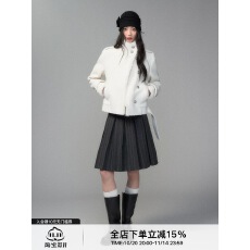 批发Trendkill 原创毛条拼接设计感立领毛呢外套韩系<b class='q'>通勤</b>宽松短款夹克