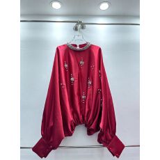 批发个性<b class='q'>欧美</b>风气质镶钻宽松衬衫2025秋季新款小众设计感上衣女